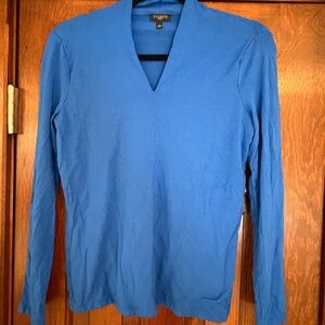 Talbots V-Neck Top in Vibrant Blue